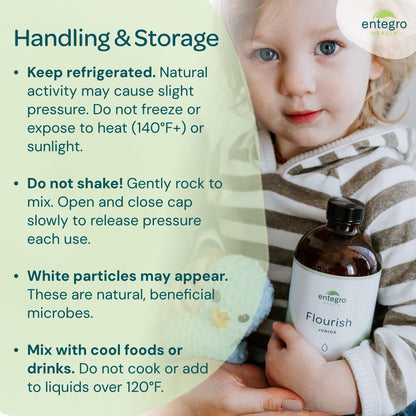 ENTEGRO Flourish Junior Liquid Probiotic & Postbiotic Supplement - Glass | 11 Live Cultures | Gut & Digestive Health for Women, Men & Kids | Organic, Vegan, Allergen Free | USA Made | 16 fl oz - dailyvitalstore