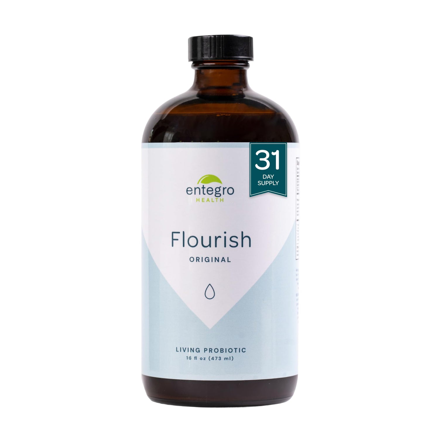 ENTEGRO Flourish Original Liquid Probiotic & Postbiotic Supplement - Glass | 11 Live Cultures | Gut & Digestive Health for Women, Men & Kids | Organic, Vegan - dailyvitalstore