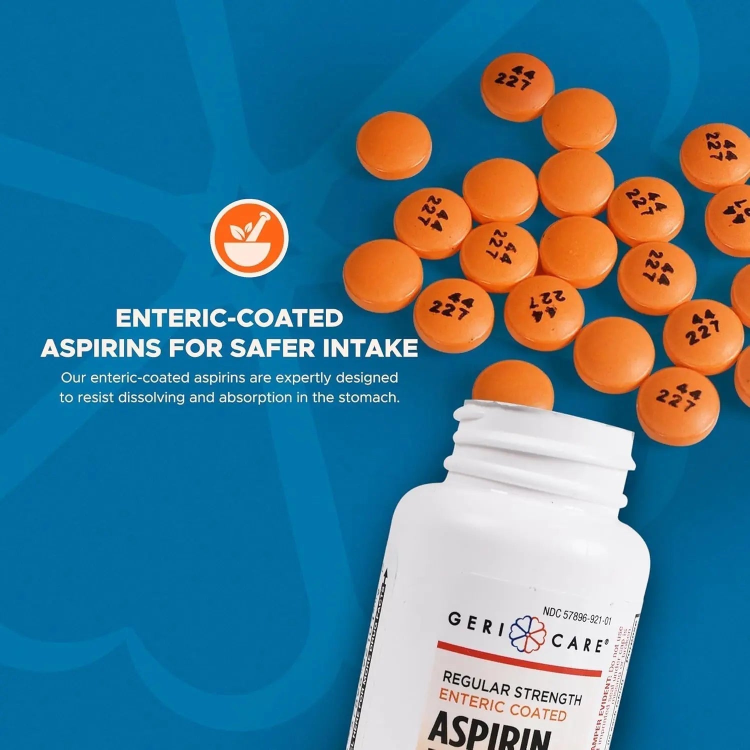 Enteric Coated Aspirin Tablets 325mg (100 Count) by GeriCare- NSAID Pain Reliever & Fever Reducer Coated Aspirin for Adults- Regular Strength Aspirin for Headache Arthritis Menstrual & Muscle Pain - dailyvitalstore