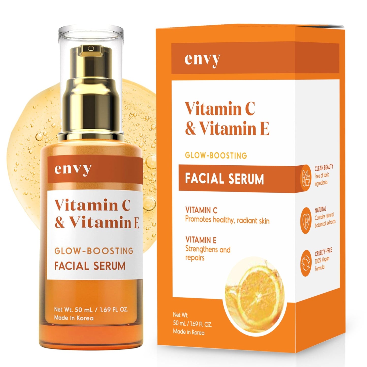 Envy Vitamin C Serum with Vitamin E & Glycerin - Skin, Dark Spot Reduction & Anti-Aging, Dermatologist Tested, Hydrating Glass Skin Serum - dailyvitalstore