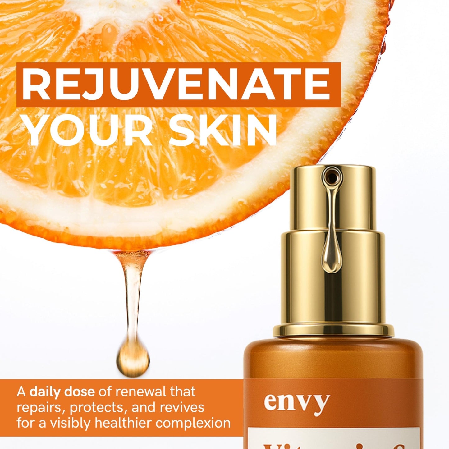 Envy Vitamin C Serum with Vitamin E & Glycerin - Skin, Dark Spot Reduction & Anti-Aging, Dermatologist Tested, Hydrating Glass Skin Serum - dailyvitalstore