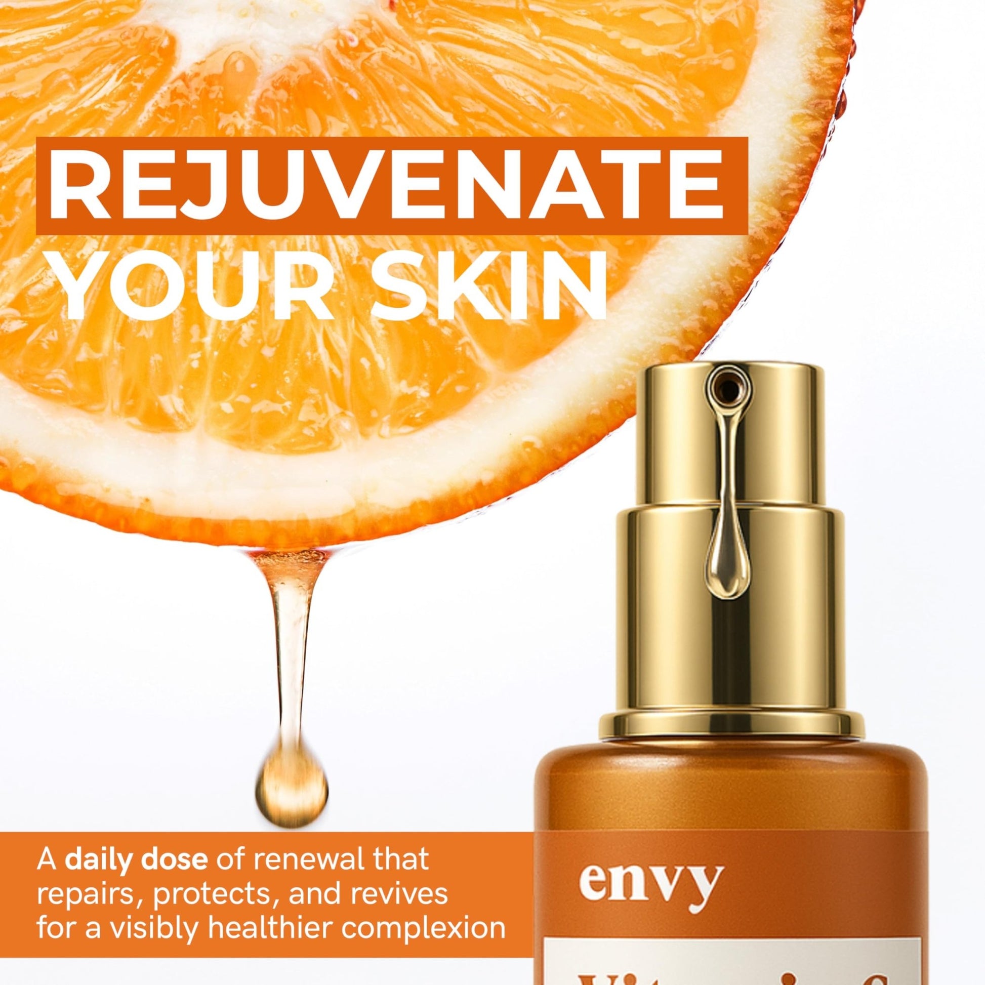 Envy Vitamin C Serum with Vitamin E & Glycerin - Skin, Dark Spot Reduction & Anti-Aging, Dermatologist Tested, Hydrating Glass Skin Serum - dailyvitalstore