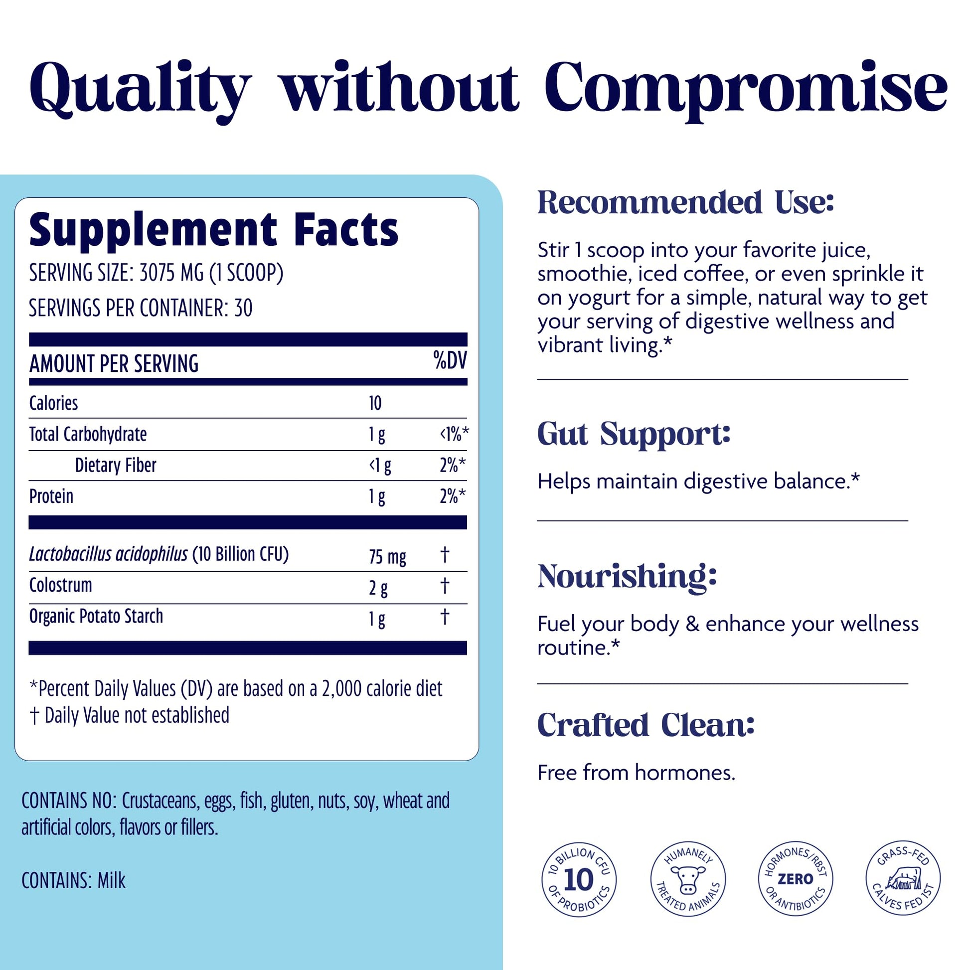 Enzymedica Colostrum + Probiotics Powder Supplement - Grass Fed Bovine Colostrum for Women & Men, Peptide & Lactoferrin Support, Promotes Hair, Skin, Nails, Immune & Gut Health, Gluten Free - 3.25 oz - dailyvitalstore