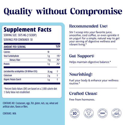 Enzymedica Colostrum + Probiotics Powder Supplement - Grass Fed Bovine Colostrum for Women & Men, Peptide & Lactoferrin Support, Promotes Hair, Skin, Nails, Immune & Gut Health, Gluten Free - 3.25 oz - dailyvitalstore