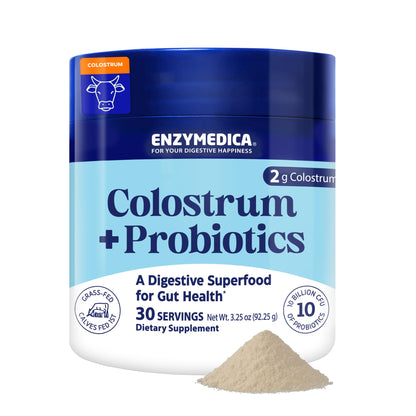 Enzymedica Colostrum + Probiotics Powder Supplement - Grass Fed Bovine Colostrum for Women & Men, Peptide & Lactoferrin Support, Promotes Hair, Skin, Nails, Immune & Gut Health, Gluten Free - 3.25 oz - dailyvitalstore