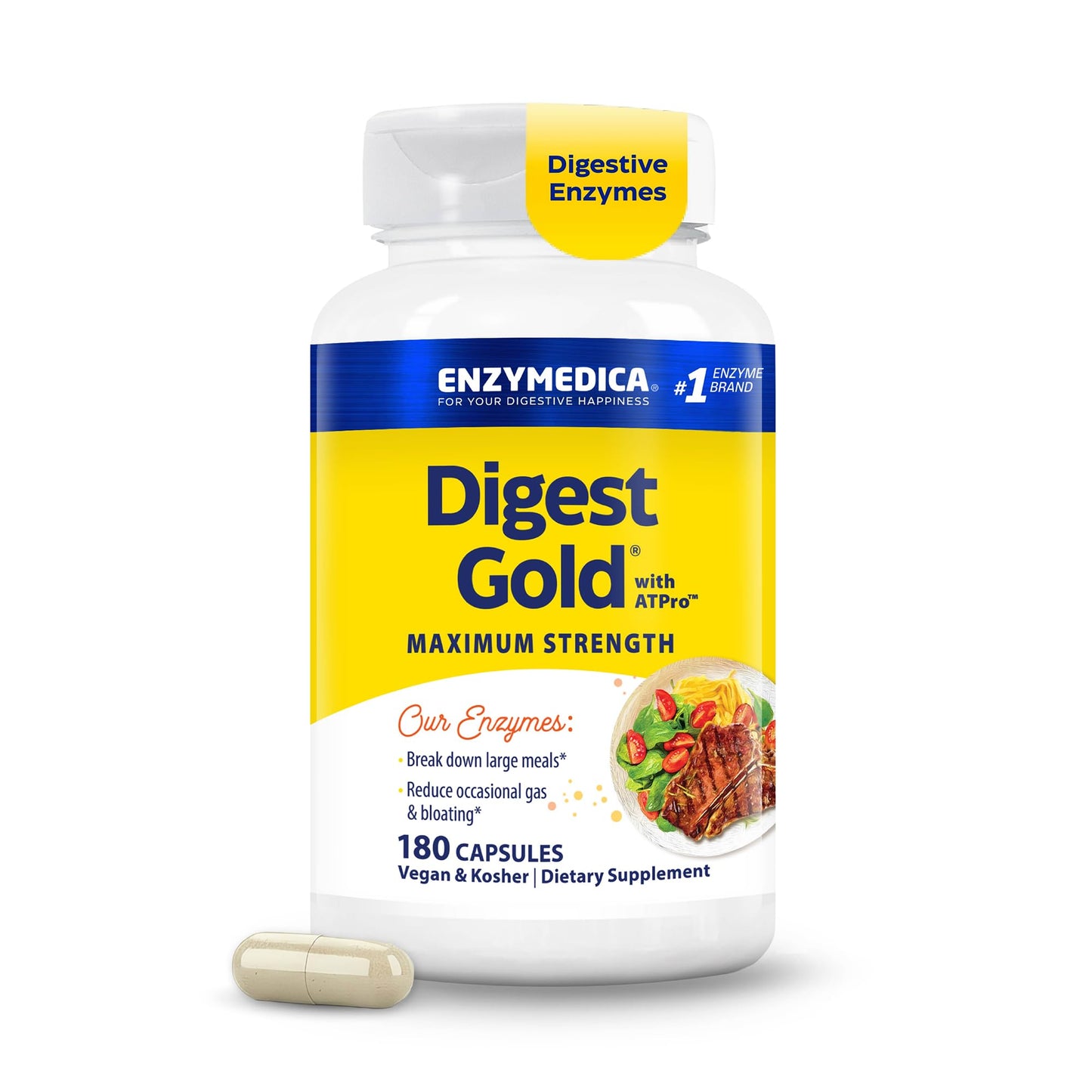 Enzymedica Digest Gold - Digestive Enzyme Supplement for Women & Men, Enzyme Capsules for Digestion, Gut Health Support, Helps Gas & Bloating, ATPro Energy Support, - dailyvitalstore