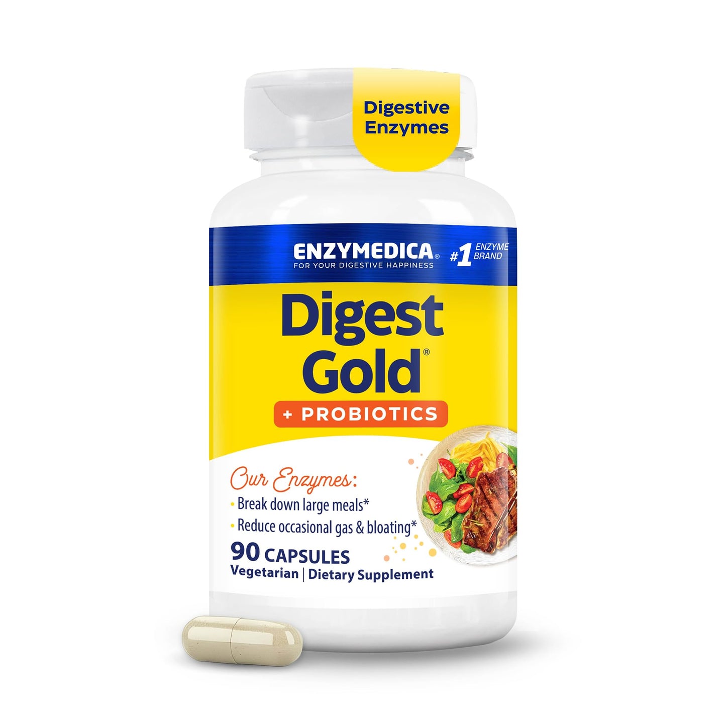Enzymedica Digest Gold + Probiotics - Digestive Enzyme Supplement for Women & Men, Enzyme and Probiotic Capsules for Digestion, Gut Health Support, - dailyvitalstore