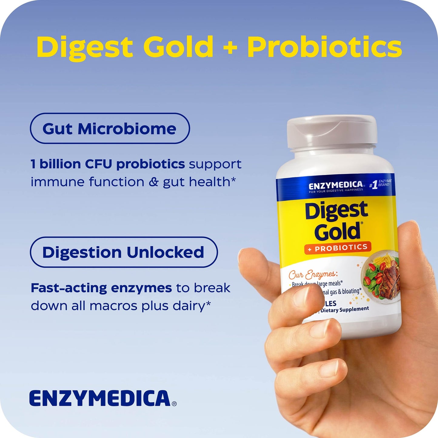 Enzymedica Digest Gold + Probiotics - Digestive Enzyme Supplement for Women & Men, Enzyme and Probiotic Capsules for Digestion, Gut Health Support, - dailyvitalstore