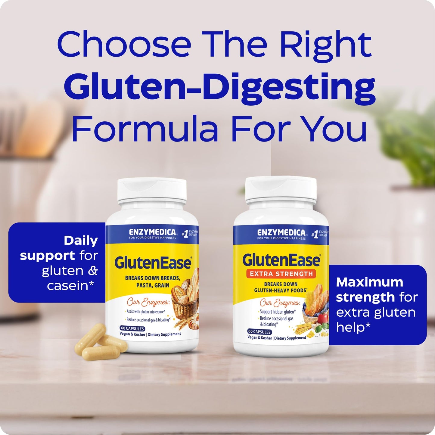Enzymedica GlutenEase - Digestive Enzyme Supplement for Women & Men, Gluten & Casein Sensitivity Support, Enzymes for Digestion & Gut Health - dailyvitalstore