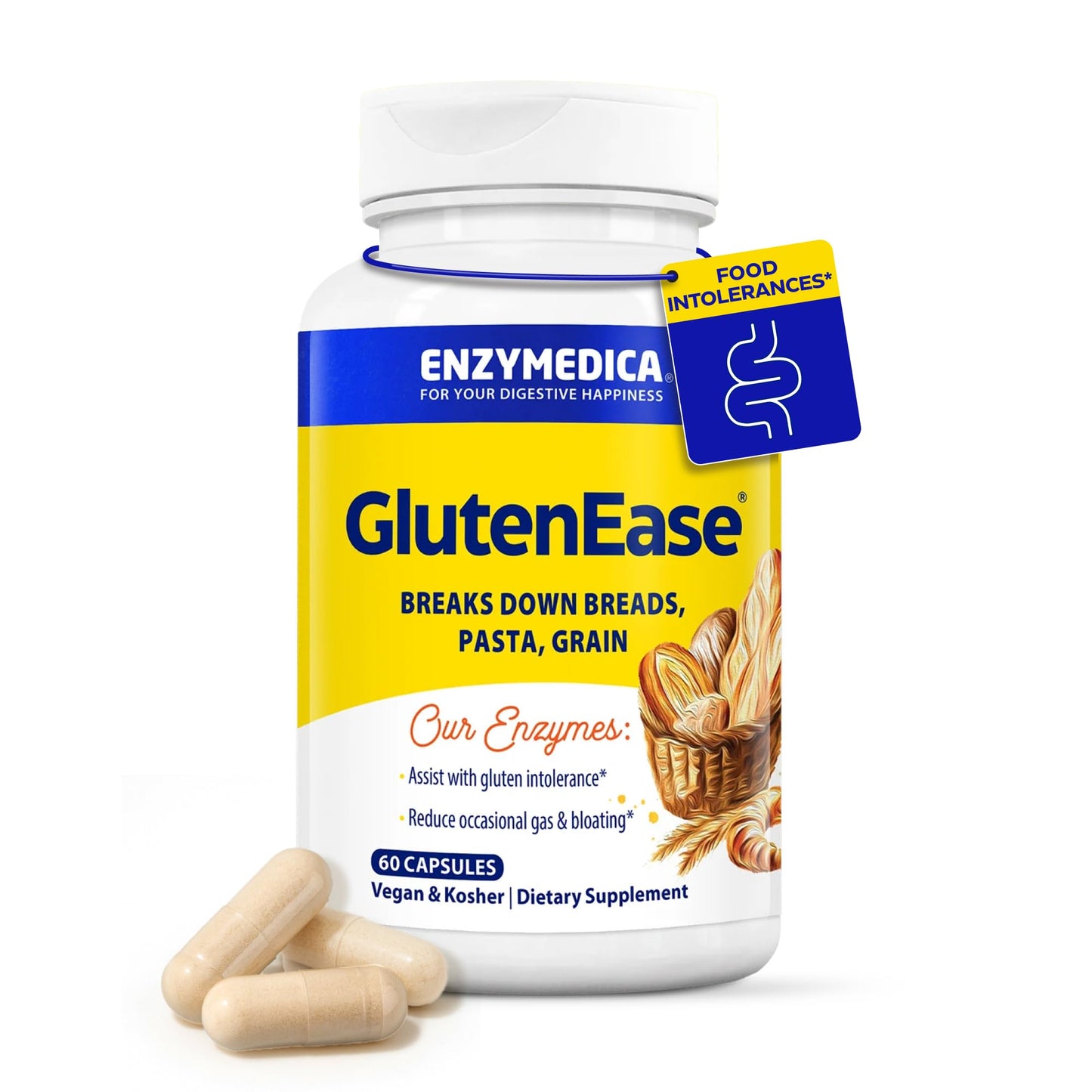Enzymedica GlutenEase - Digestive Enzyme Supplement for Women & Men, Gluten & Casein Sensitivity Support, Enzymes for Digestion & Gut Health - dailyvitalstore
