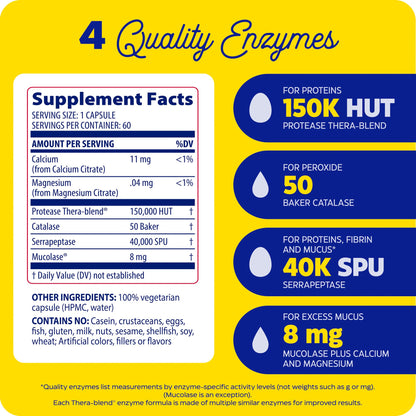 Enzymedica Immune Defense Regular Strength Caps - Proteolytic Enzyme Supplement for Men & Women, Immune Health Support Supplement with Protease, Catalase, Serrapeptase & Mucolase, Vegan - 180 Capsules - dailyvitalstore