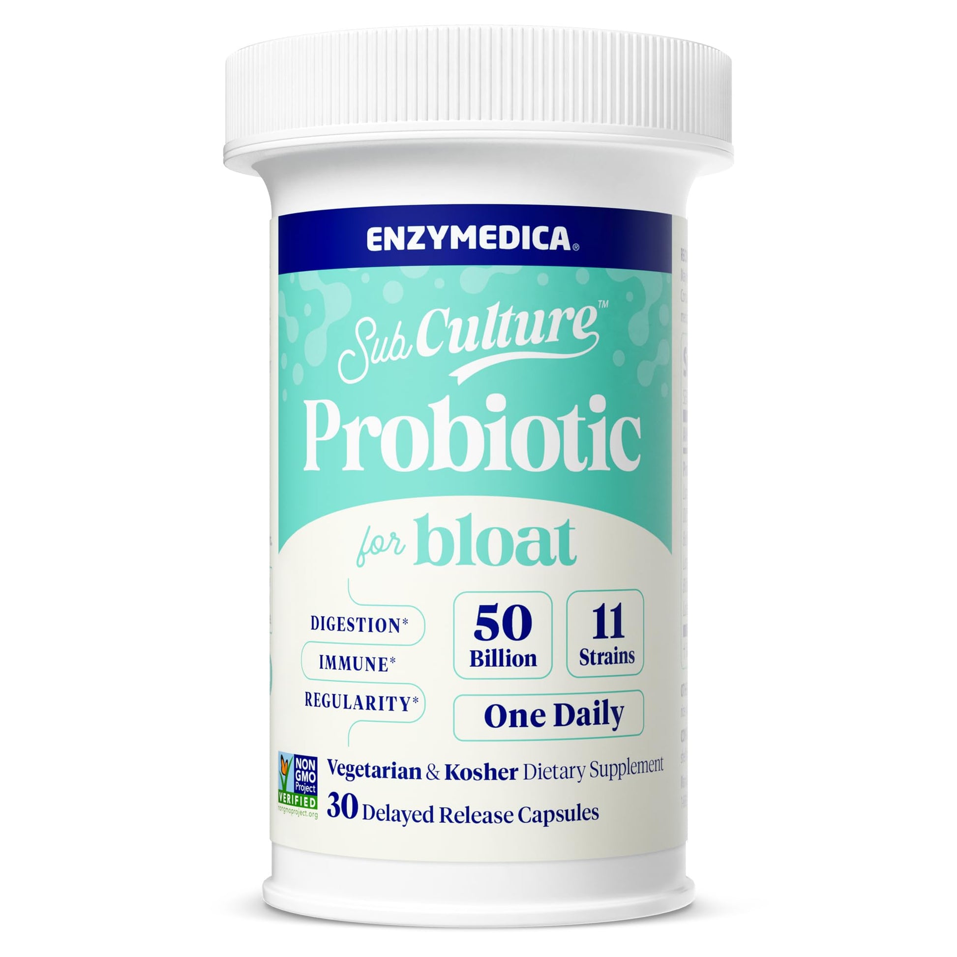 Enzymedica SubCulture Probiotic for Bloat & Digestive Health - Probiotic Supplement Capsules for Women & Men, 50 Billion CFU, Gut Health Support for Adults, - dailyvitalstore