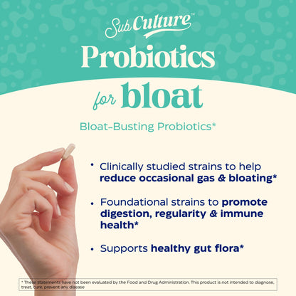 Enzymedica SubCulture Probiotic for Bloat & Digestive Health - Probiotic Supplement Capsules for Women & Men, 50 Billion CFU, Gut Health Support for Adults, - dailyvitalstore
