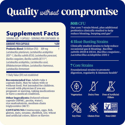 Enzymedica SubCulture Probiotic for Bloat & Digestive Health - Probiotic Supplement Capsules for Women & Men, 50 Billion CFU, Gut Health Support for Adults, - dailyvitalstore