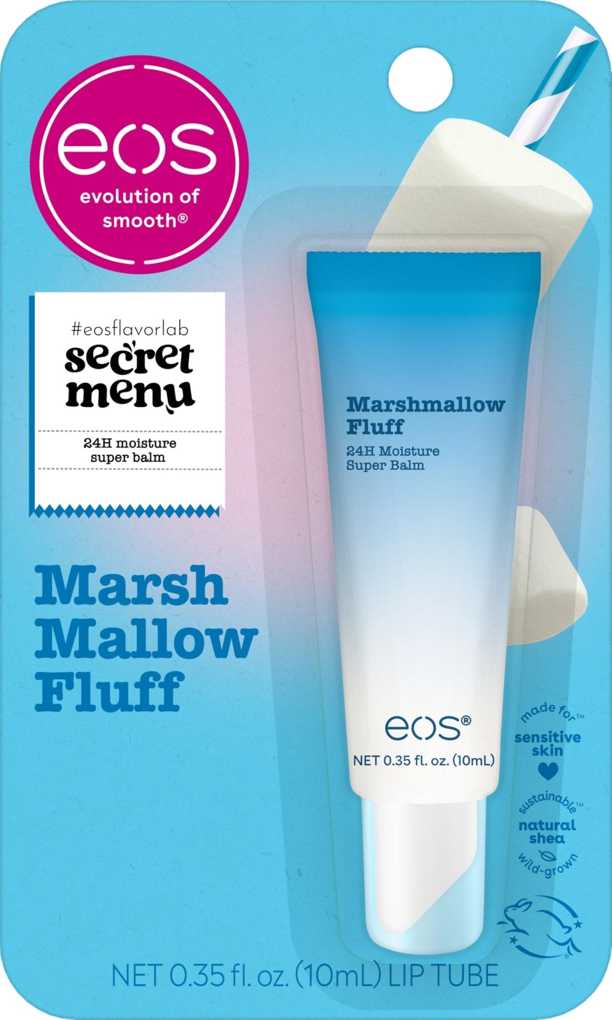 eos 24H Moisture Super Balm - Marshmallow Fluff, Lip mask, Moisturizing, Lip Treatment, Limited-Edition Skincare, 0.35 fl oz - dailyvitalstore