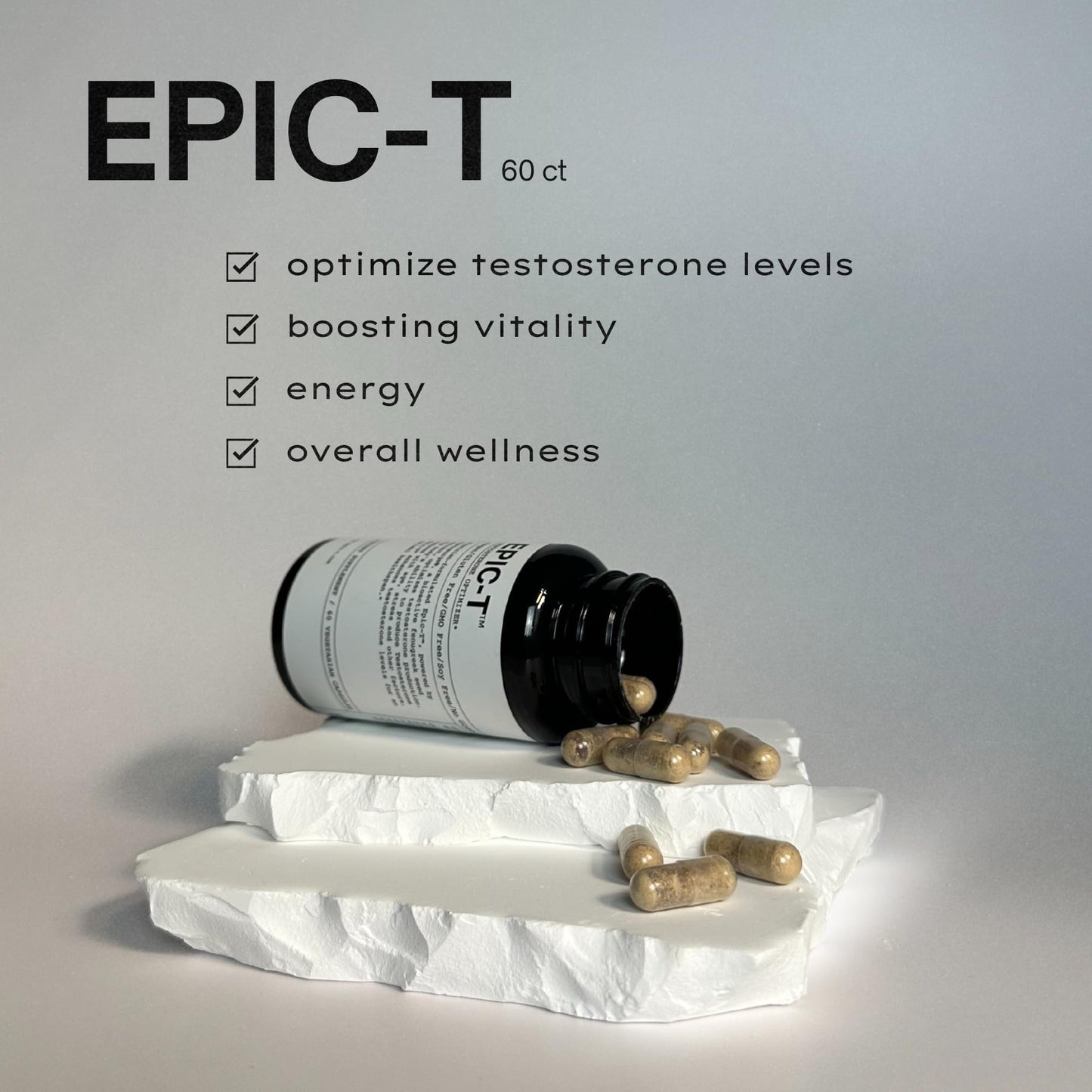 EPIC-T Testosterone Support Supplement for Men | Plant-Based Formula with Testosurge, B-Complex, B12, Zinc & Boron | Vegan, Non-GMO Daily Support - dailyvitalstore