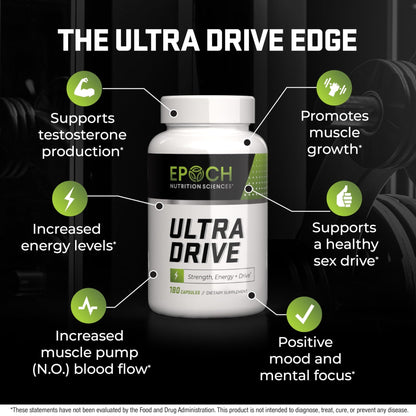 Epoch Nutrition | Ultra Drive – Advanced Performance Formula | Supports Energy, Endurance, and Healthy Circulation | with Tongkat Ali, Icariin & Nitric Oxide Support - dailyvitalstore