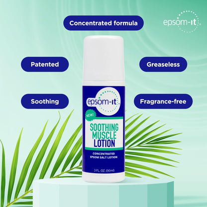 EPSOM-IT Soothing Muscle Lotion - Roll On Epsom Salt Lotion with Arnica for Muscle Stiffness, Leg, Knees and Feet Discomfort, Topical Magnesium Cream, 3oz, 2-Pack - dailyvitalstore