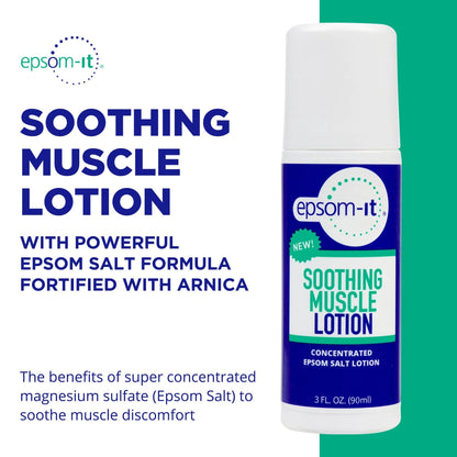 EPSOM-IT Soothing Muscle Lotion - Roll On Epsom Salt Lotion with Arnica for Muscle Stiffness, Leg, Knees and Feet Discomfort, Topical Magnesium Cream, 3oz, 2-Pack - dailyvitalstore