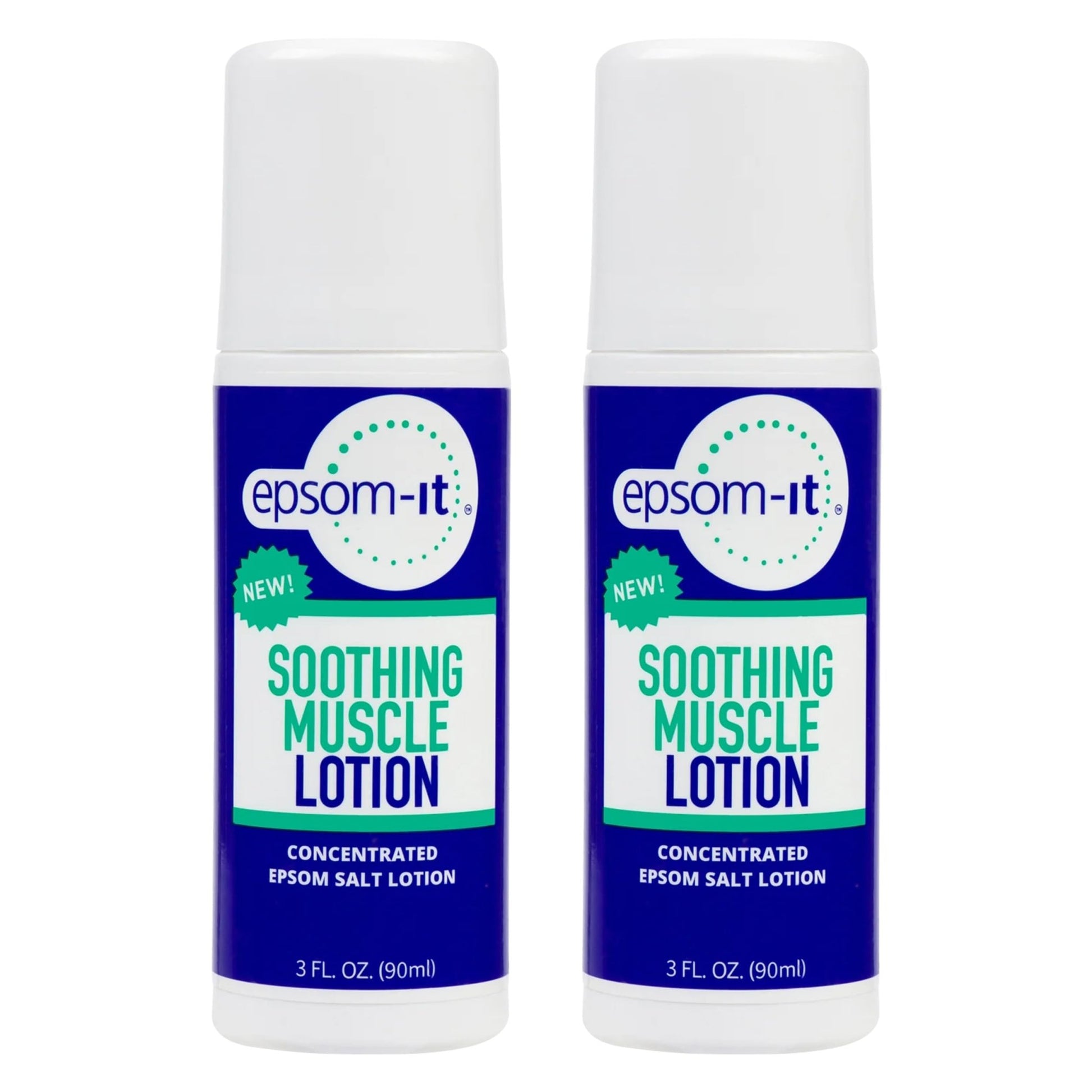 EPSOM-IT Soothing Muscle Lotion - Roll On Epsom Salt Lotion with Arnica for Muscle Stiffness, Leg, Knees and Feet Discomfort, Topical Magnesium Cream, 3oz, 2-Pack - dailyvitalstore
