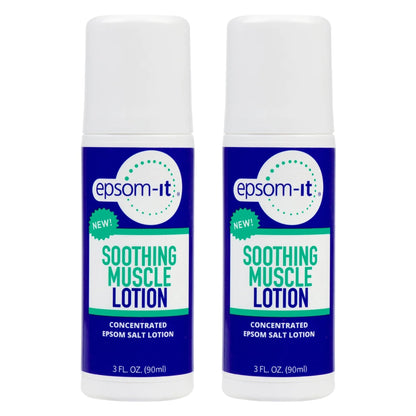EPSOM-IT Soothing Muscle Lotion - Roll On Epsom Salt Lotion with Arnica for Muscle Stiffness, Leg, Knees and Feet Discomfort, Topical Magnesium Cream, 3oz, 2-Pack - dailyvitalstore