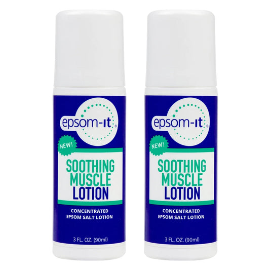 EPSOM-IT Soothing Muscle Lotion - Roll On Epsom Salt Lotion with Arnica for Muscle Stiffness, Leg, Knees and Feet Discomfort, Topical Magnesium Cream, 3oz, 2-Pack - dailyvitalstore