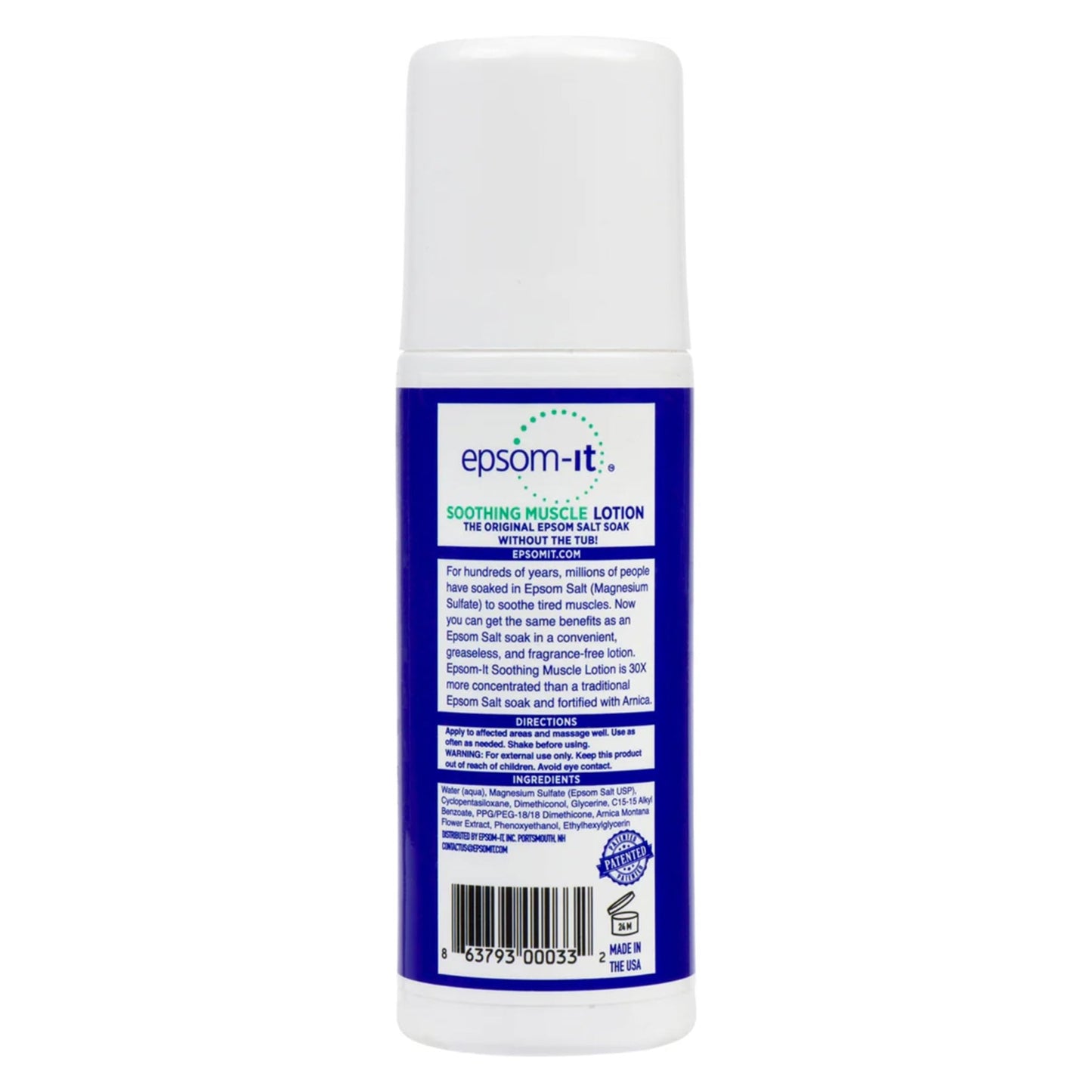 EPSOM-IT Soothing Muscle Lotion - Roll On Epsom Salt Lotion with Arnica for Muscle Stiffness, Leg, Knees and Feet Discomfort, Topical Magnesium Cream, 3oz, 2-Pack - dailyvitalstore