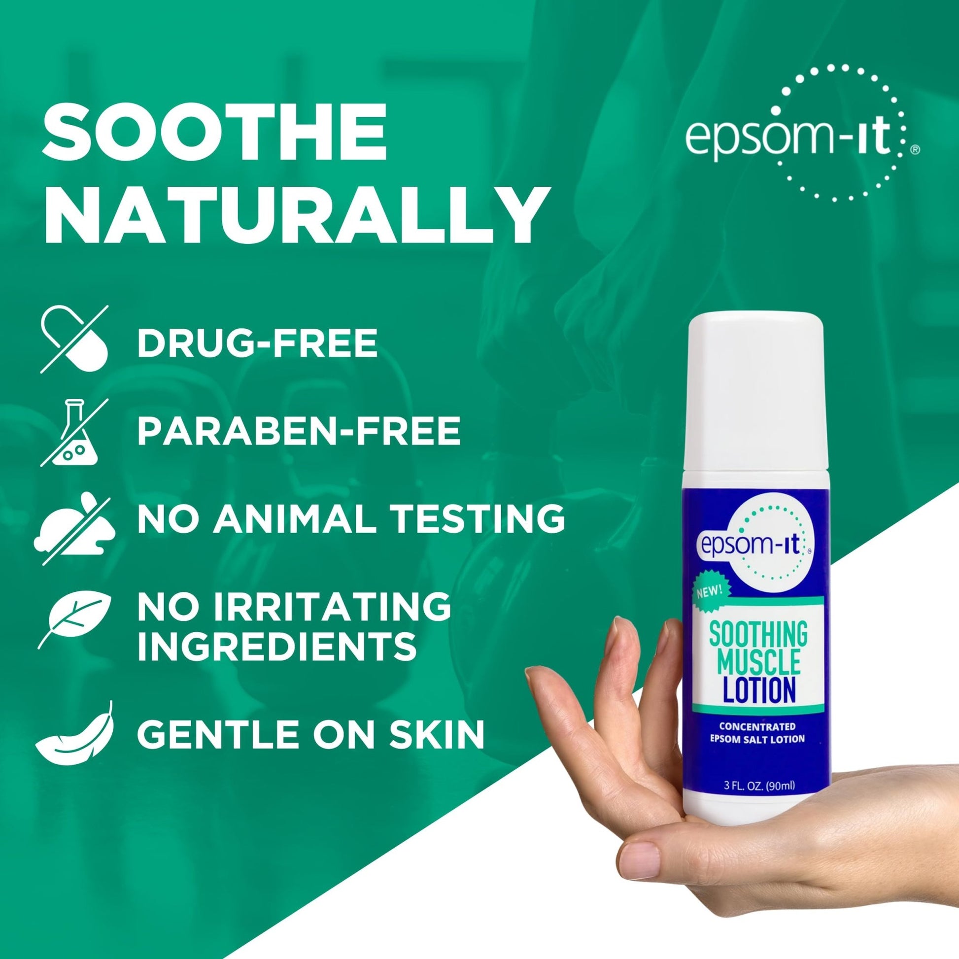 Epsom-It Soothing Muscle Lotion - Roll On Epsom Salt Lotion with Arnica for Muscle Stiffness, Leg, Knees and Feet Discomfort, Topical Magnesium Cream, 3oz - dailyvitalstore