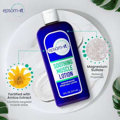 Epsom-It Soothing Muscle Magnesium Lotion – Epsom Salt Topical Cream with Arnica and Magnesium Sulfate - Designed for Muscle Stiffness, Leg Cramps, Feet, Knees and Achy Feet - 8.0 oz - dailyvitalstore