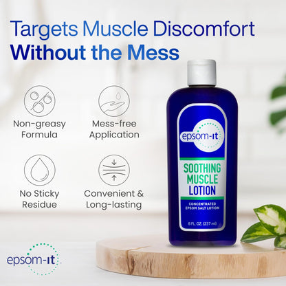 Epsom-It Soothing Muscle Magnesium Lotion – Epsom Salt Topical Cream with Arnica and Magnesium Sulfate - Designed for Muscle Stiffness, Leg Cramps, Feet, Knees and Achy Feet - 8.0 oz - dailyvitalstore