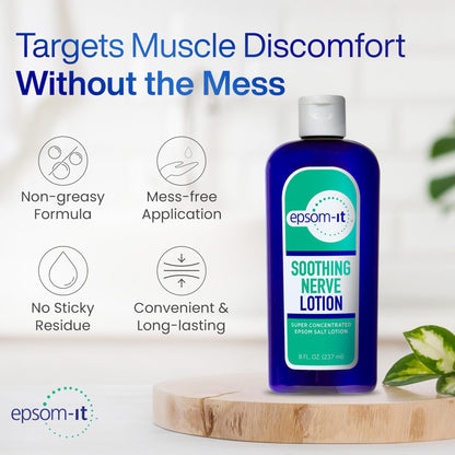 Epsom-It Soothing Nerve Lotion - Epsom Salt Magnesium Lotion, Topical Magnesium Cream with Capsaicin & Arnica to Provide Comfort for Legs, Knee and Feet, 8.0 oz., 2-Pack - dailyvitalstore