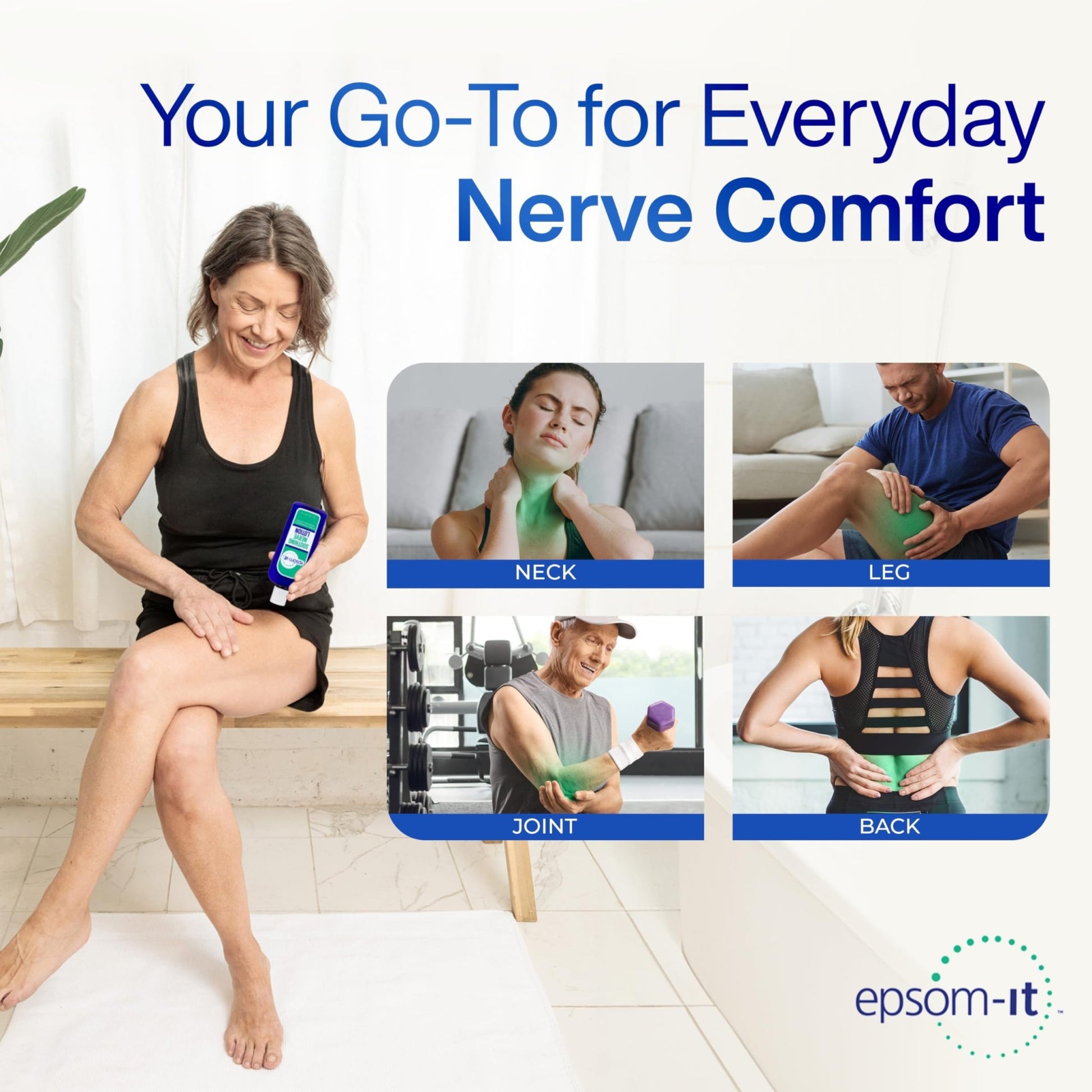 Epsom-It Soothing Nerve Lotion - Epsom Salt Magnesium Lotion, Topical Magnesium Cream with Capsaicin & Arnica to Provide Comfort for Legs, Knee and Feet, 8.0 oz., 2-Pack - dailyvitalstore