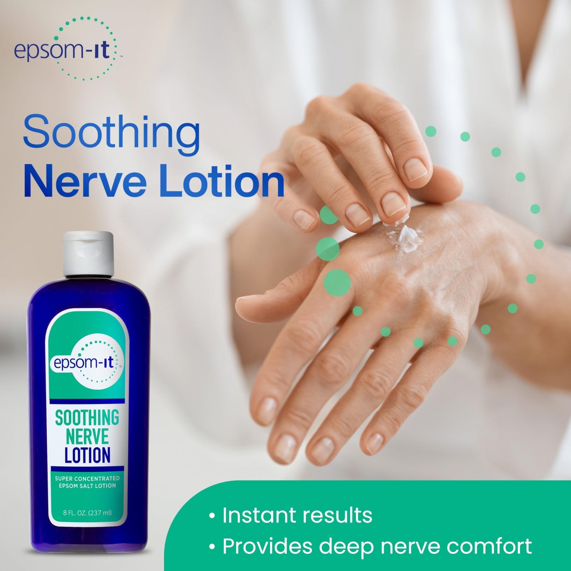 Epsom-It Soothing Nerve Lotion - Epsom Salt Magnesium Lotion, Topical Magnesium Cream with Capsaicin & Arnica to Provide Comfort for Legs, Knee and Feet, 8.0 oz., 2-Pack - dailyvitalstore