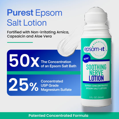 Epsom-It Soothing Nerve Lotion - Roll On Epsom Salt Magnesium Lotion, Topical Magnesium Cream with Capsaicin & Arnica for Tired Muscles and Sleep, 3oz - dailyvitalstore