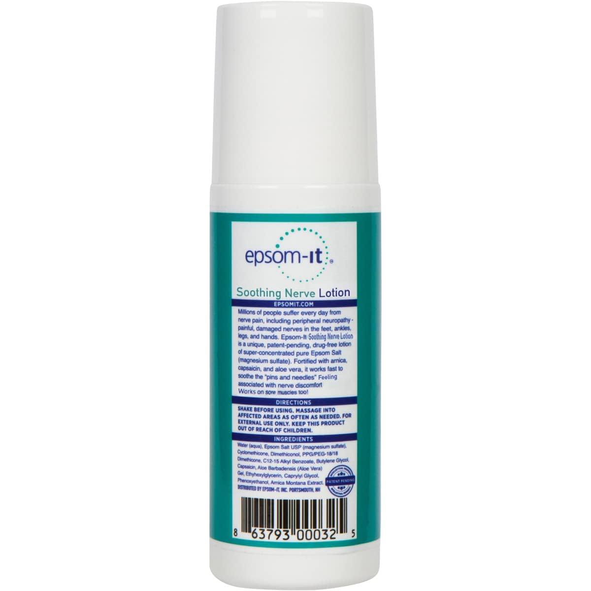 Epsom-It Soothing Nerve Lotion - Roll On Epsom Salt Magnesium Lotion, Topical Magnesium Cream with Capsaicin & Arnica for Tired Muscles and Sleep, 3oz - dailyvitalstore