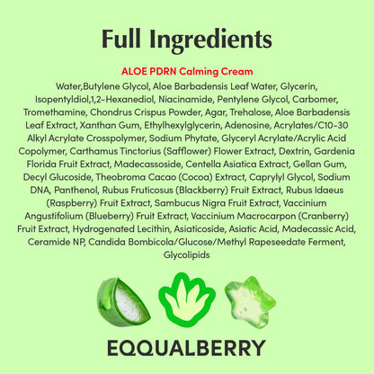 EQQUALBERRY ALOE PDRN Calming Cream | 7% Aloe PDRN & 10% Aloe Vera Water + 5-Cica | Cooling Gel Moisturizer for Oily Skin, Barrier Repair & Blemish Marks - dailyvitalstore
