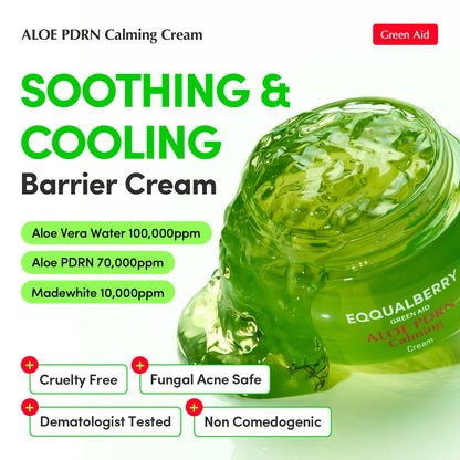 EQQUALBERRY ALOE PDRN Calming Cream | 7% Aloe PDRN & 10% Aloe Vera Water + 5-Cica | Cooling Gel Moisturizer for Oily Skin, Barrier Repair & Blemish Marks - dailyvitalstore