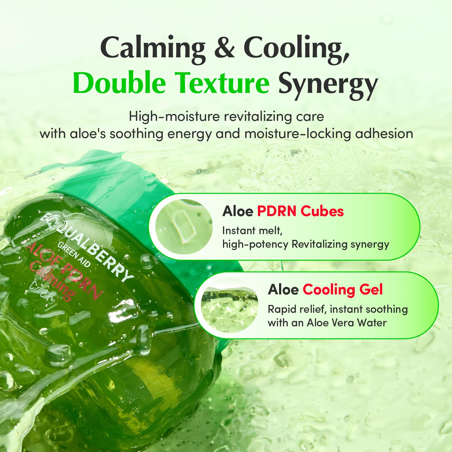 EQQUALBERRY ALOE PDRN Calming Cream | 7% Aloe PDRN & 10% Aloe Vera Water + 5-Cica | Cooling Gel Moisturizer for Oily Skin, Barrier Repair & Blemish Marks - dailyvitalstore