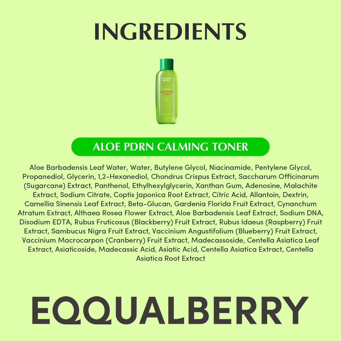 EQQUALBERRY Aloe PDRN Calming Toner, for Sensitive, | Instant Relief & Cooling | Non-Comedogenic & Fungal Acne Safe, Skin Barrier Repair - dailyvitalstore