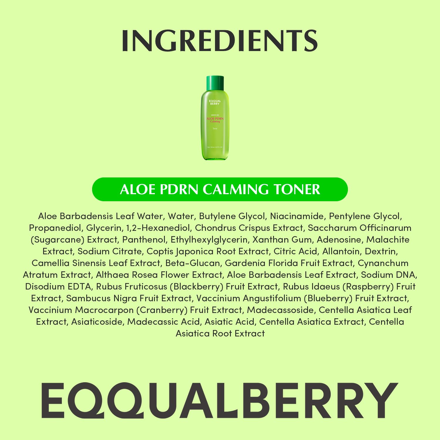 EQQUALBERRY Aloe PDRN Calming Toner, for Sensitive, | Instant Relief & Cooling | Non-Comedogenic & Fungal Acne Safe, Skin Barrier Repair - dailyvitalstore