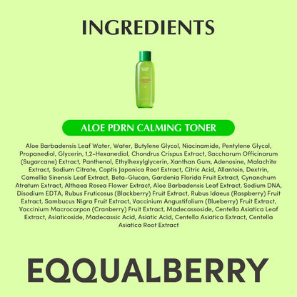 EQQUALBERRY Aloe PDRN Calming Toner, for Sensitive, | Instant Relief & Cooling | Non-Comedogenic & Fungal Acne Safe, Skin Barrier Repair - dailyvitalstore