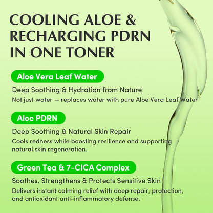 EQQUALBERRY Aloe PDRN Calming Toner, for Sensitive, | Instant Relief & Cooling | Non-Comedogenic & Fungal Acne Safe, Skin Barrier Repair - dailyvitalstore