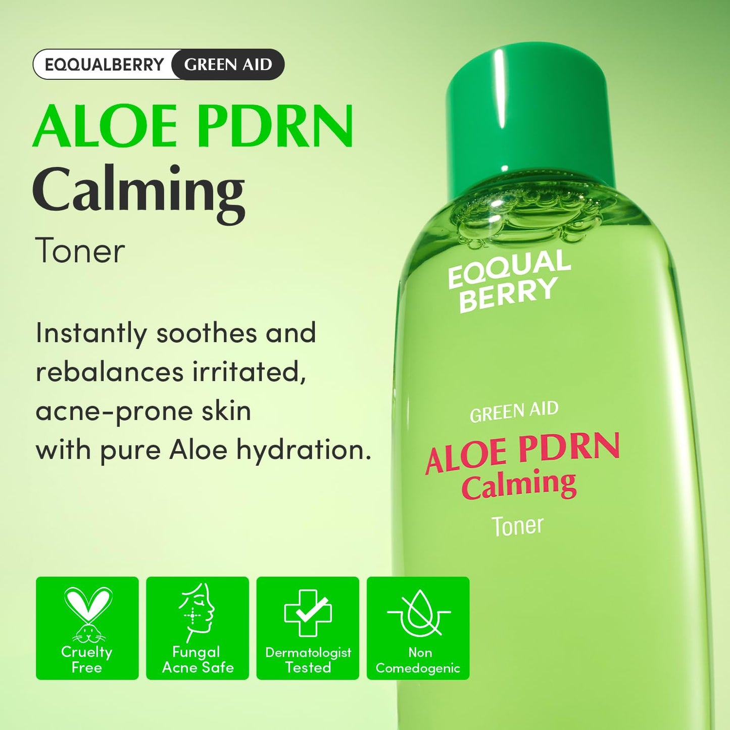 EQQUALBERRY Aloe PDRN Calming Toner, for Sensitive, | Instant Relief & Cooling | Non-Comedogenic & Fungal Acne Safe, Skin Barrier Repair - dailyvitalstore