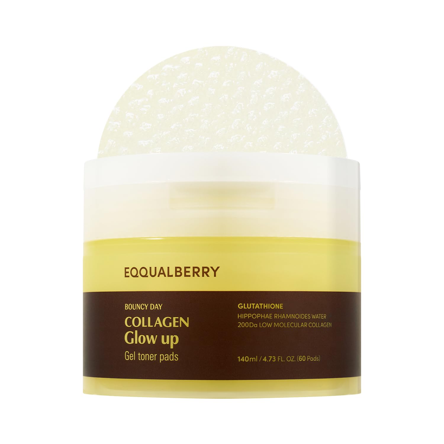 EQQUALBERRY Collagen Glow Up Gel Toner Pads – Brightening Korean Jelly Pad with Deep Absorption Collagen, Hydrating & Glow-Boosting Formula, - dailyvitalstore