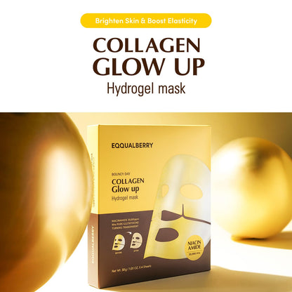 EQQUALBERRY Collagen Glow Up Mask - Niacinamide & Low Molecular Collagen for Brightening and Radiance Boosting | Korean Collagen Face Mask - dailyvitalstore