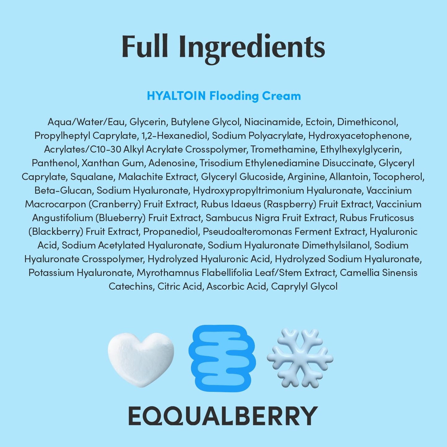 EQQUALBERRY HYALTOIN Flooding Cream | 5% Hyaluronic Acid & Ectoin, 10% Glacier Water | Quick Cooling Gel Moisturizer: Hydration, Barrier Repair & Redness Relief - dailyvitalstore