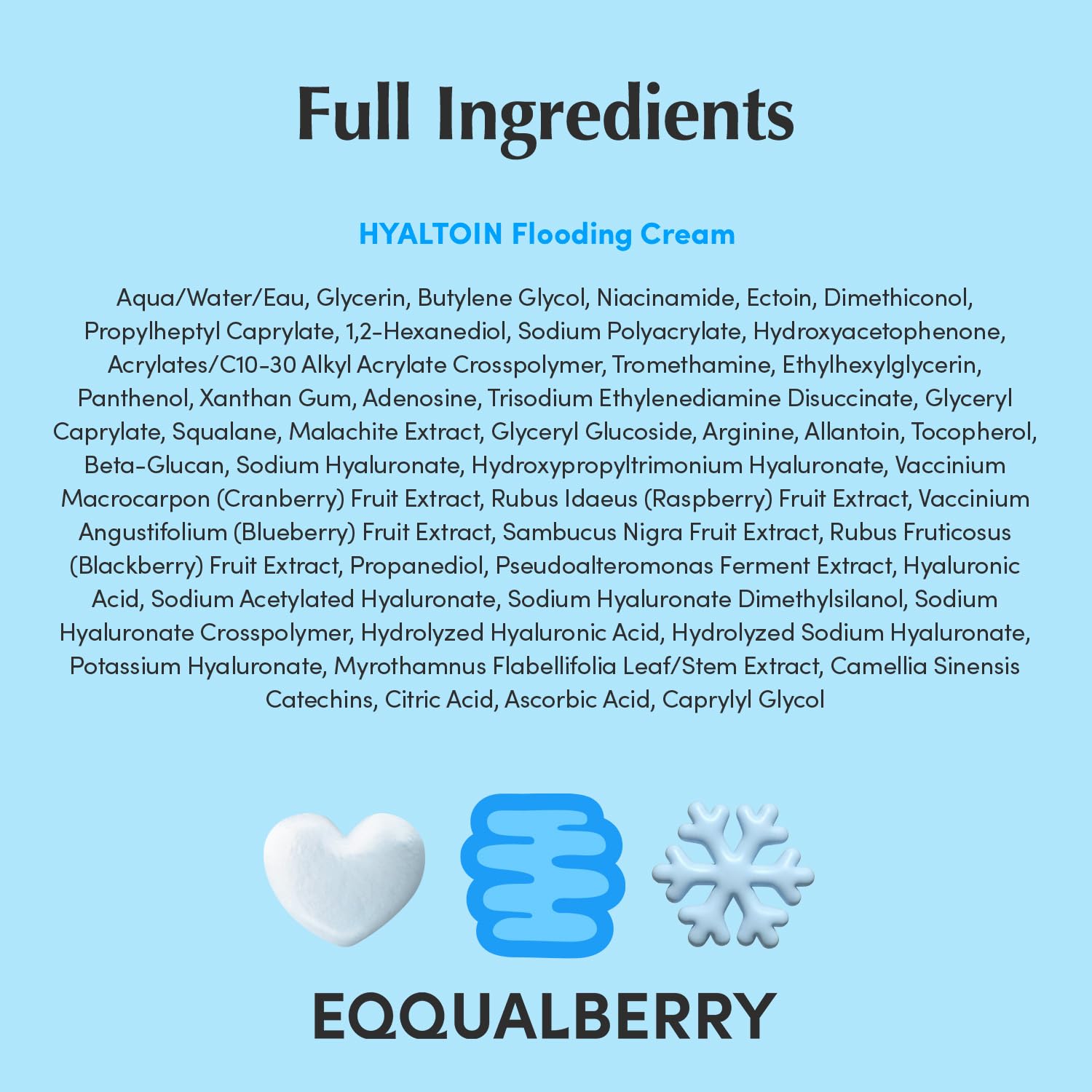 EQQUALBERRY HYALTOIN Flooding Cream | 5% Hyaluronic Acid & Ectoin, 10% Glacier Water | Quick Cooling Gel Moisturizer: Hydration, Barrier Repair & Redness Relief - dailyvitalstore