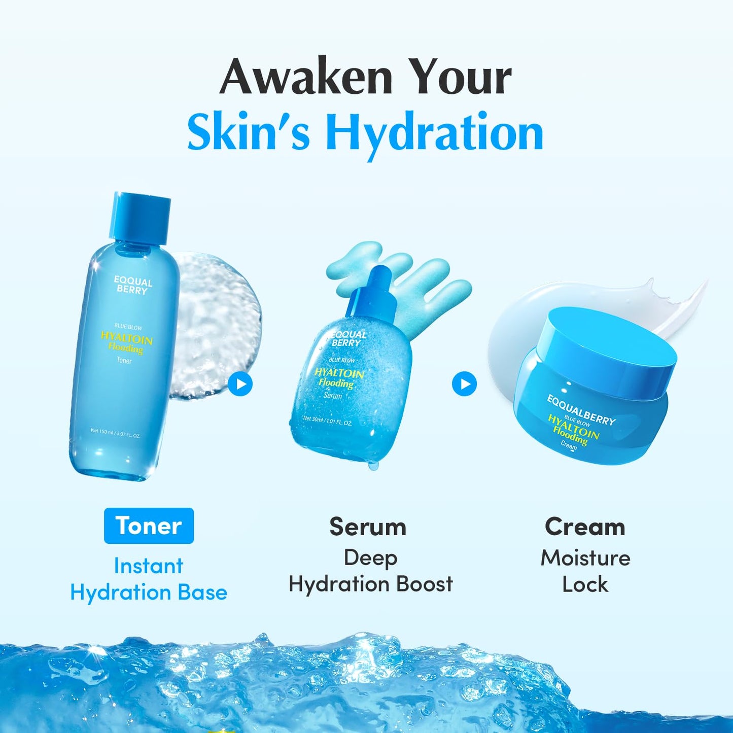 EQQUALBERRY Hyaltoin Flooding Toner | Moisture-Rich Hydrogel Toner for Deep Hydration | Cooling Essence Texture | Hyaluronic Acid & Ectoin - dailyvitalstore
