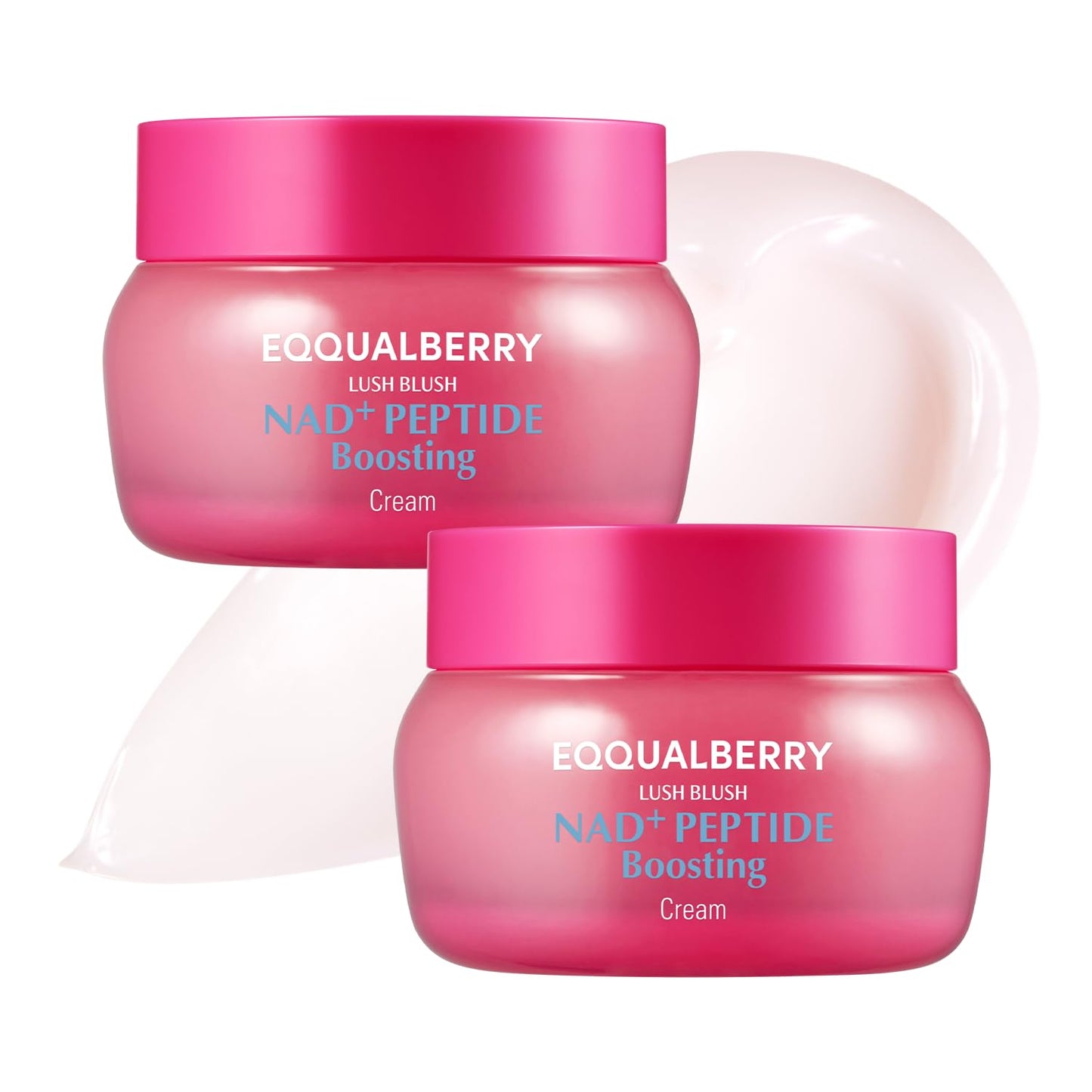 EQQUALBERRY NAD+ Peptide Boosting Cream Double Pack | NAD+ 5% & 13 Peptides Anti-Aging Korean Skincare Face & Body Cream | Firming & Lifting Pink Neck Cream - dailyvitalstore