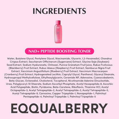 EQQUALBERRY NAD+ Peptide Boosting Toner – NAD+ 5% & 13 Peptides Anti-Aging Korean Skincare Hydrating Face Toner | Firming & Lifting Pink NAD - dailyvitalstore